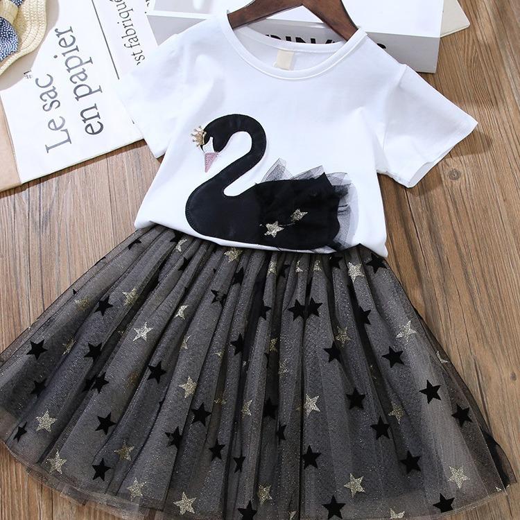 Danmo Dívčí kojenecké oděvní sady Letní dívčí oblečení Tričko+Sukně Dětský outfit Dětské oblečení