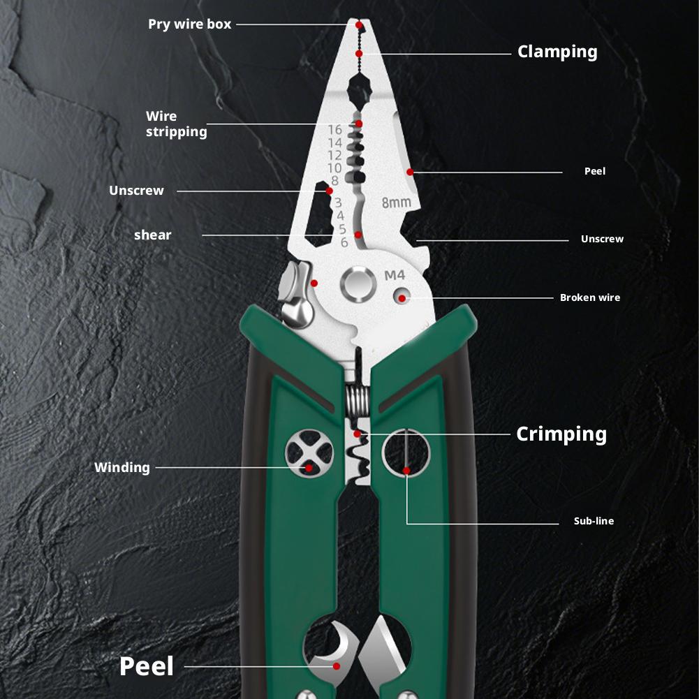 Multifunctional Wire Cable Plier Portable Maintenance Pulling Winding Crimping Terminals Breaking Wires Wire Crimper