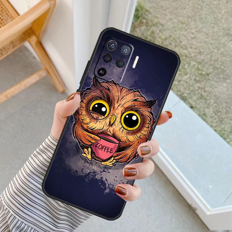 Cute Cartoon Owl Case For Oppo A60 A80 A40 A17 A57 A77 A74 A54 A94 A78 A98 A18 A38 A58 A96 A76 A16 A15 A5 Pro