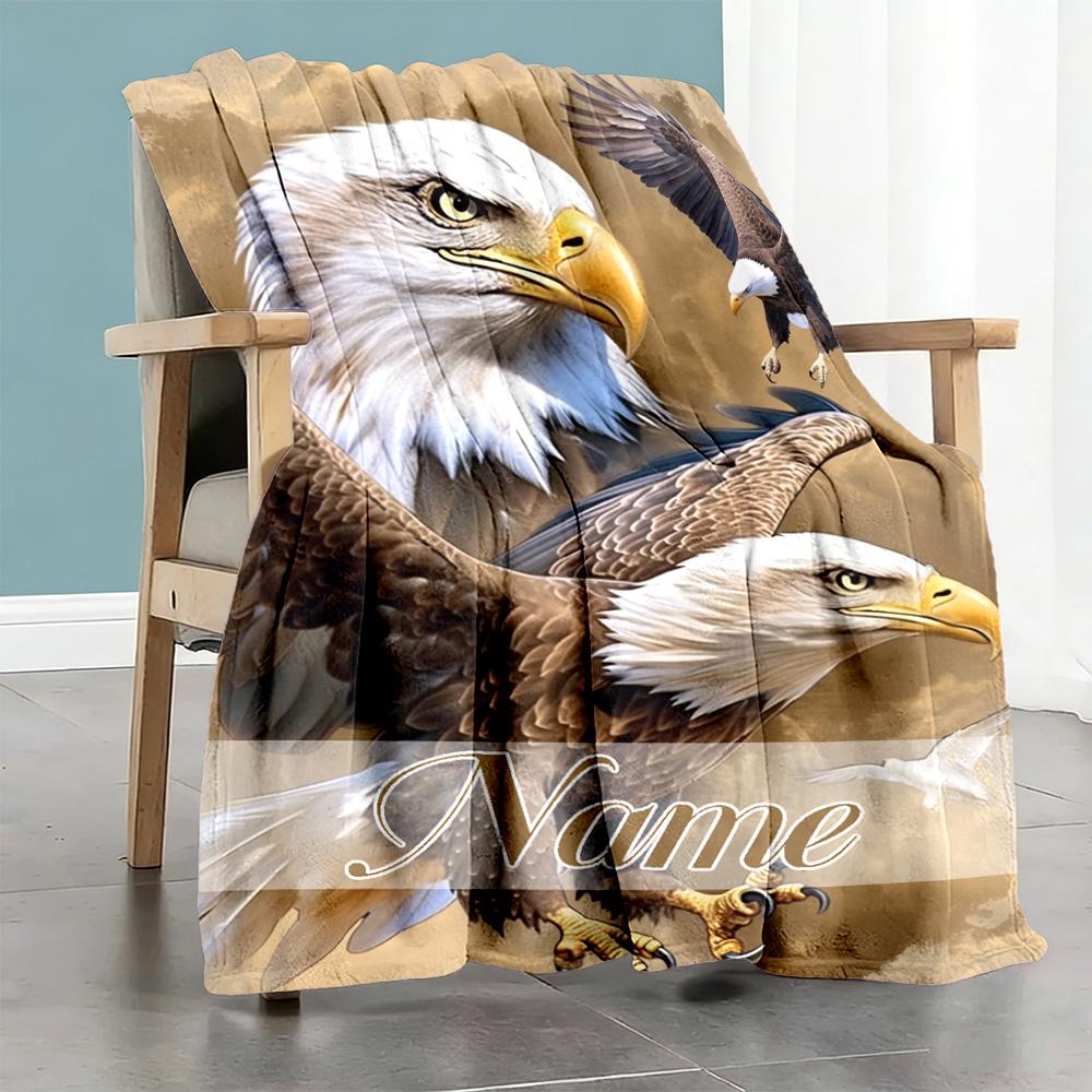 Eagle Customize Your Name Blanket Throw Personalized Blanket Ultra-Soft Versatile for Nap Bed Home Decor Couch Four Seasons Multipurpose