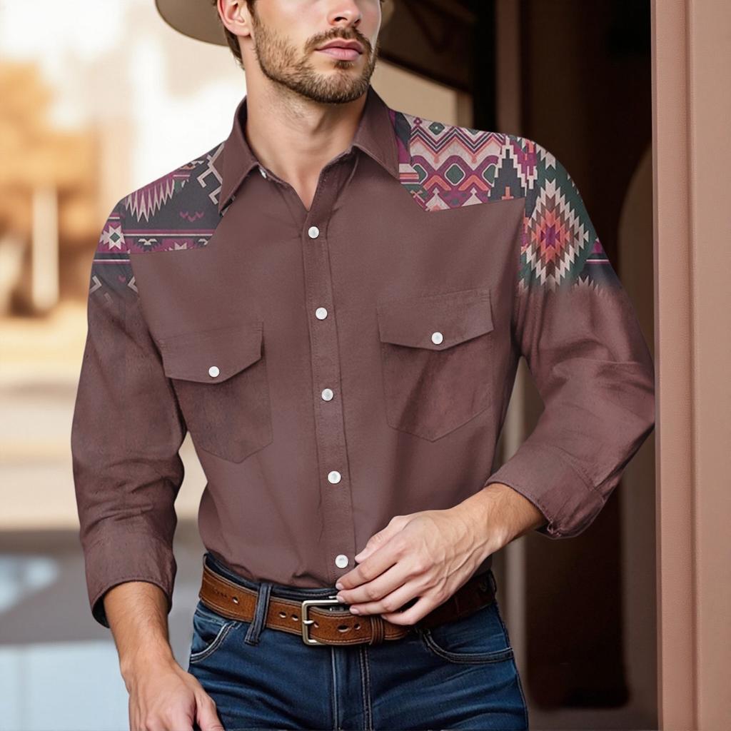 Men'S Fashionable Lapel And Shoulder Length Long Sleeved Casual Top