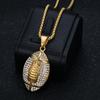 Rugby Zircon Pendant Stainless Steel Box Chain Men's Hip Hop Necklace Jewelry