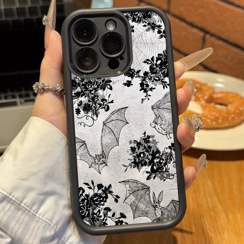 Gothik Vampir Fledermaus Gotisch Silikon Handyhülle Für iPhone 17 Air 17 16 15 14 13 12 11 Plus Pro Max Stoßfest Weiche Hülle