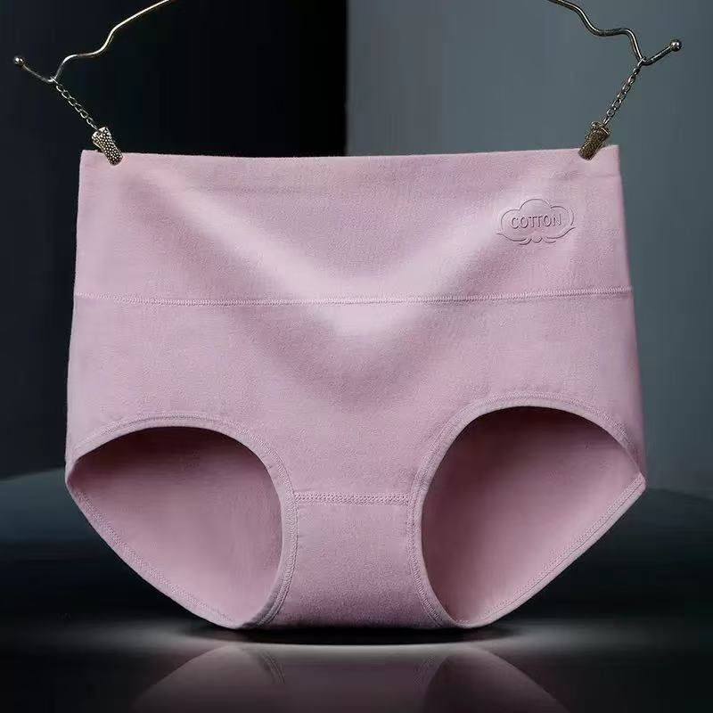 

Женские хлопковые трусы-треугольники большого размера на весну и осень с принтом, с высокой талией M светлый ярко-