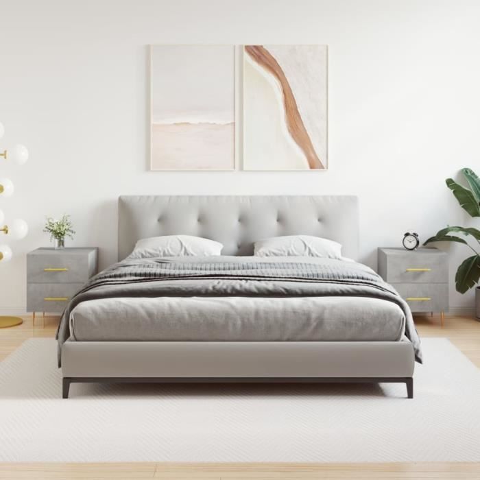 VidaXL Tables de chevet 2pcs gris béton 40x35x47,5cm bois d’ingénierie 827285