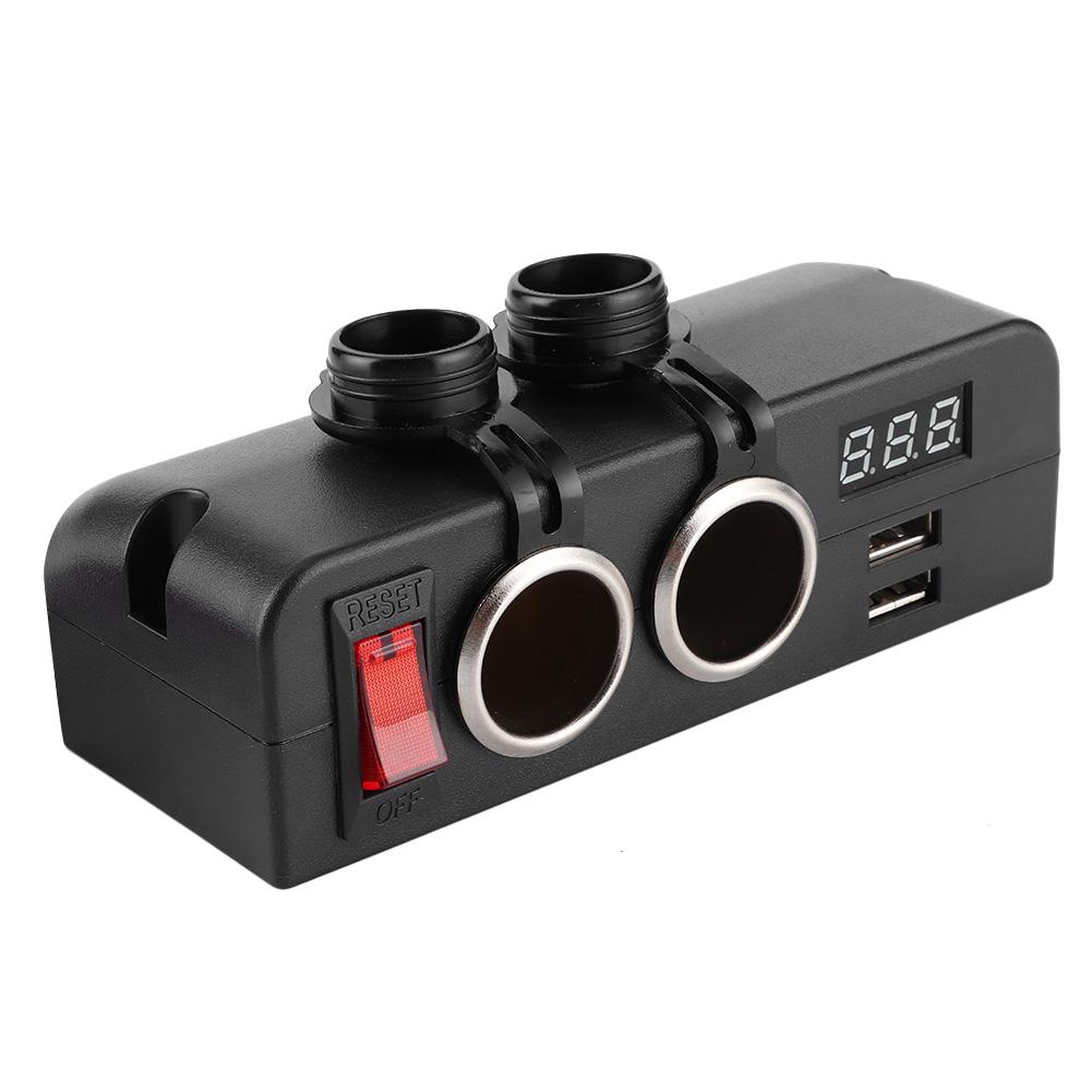 Cigar Lighter Socket Splitter 3 in 1 Multifunction USB Car Charger Voltmeter Power Adapter