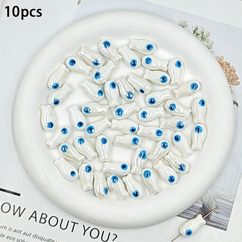 10Pcs Little Fish Ceramic Beads Diy Necklace Earrings Jewelry Accessories Pendants Loose Beads For Crafting
