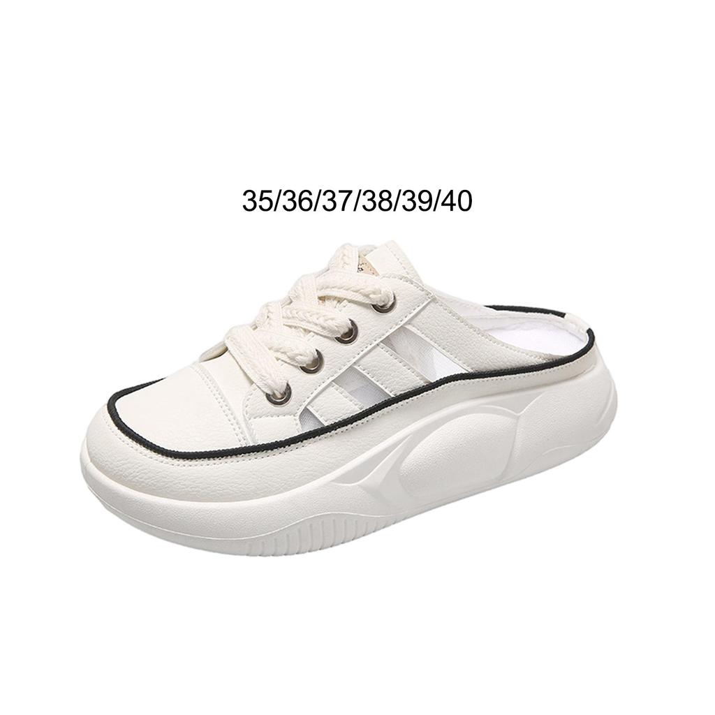 Women Sandals Flat Shoes White Anti Slip House Slippers Comfortable Half Beach for
