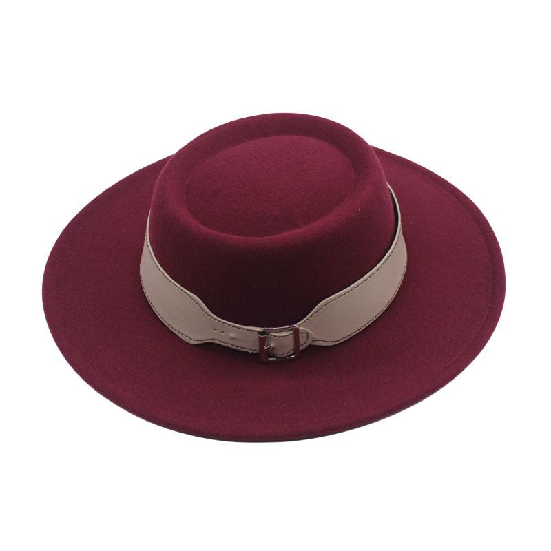 European, American Autumn and Winter Woolen Top Hat Cm Retro British Temperament Big Eaves Jazz Hat Women Felt Hat Korean Street Shot