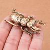 Retro Brass Beetles Figurines Unicorn Beetle Ornament Simulation Insect Tea Pets Desk Decorations Collectibles Gifts