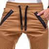 Winter Men Pants Drawstring Elastic Waist with Pockets Zipper Decor Joggers Loose Ankle-banded Solid Color Outdoor Trousers Pleated Sweatpants