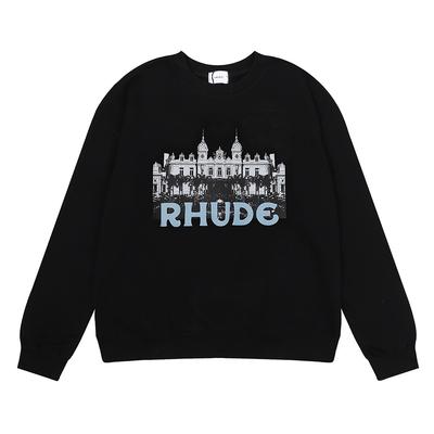 Grænseoverskridende niche skønhedstrend Rhude højopløseligt slotstryk høj gramvægt ren bomuld frotté mænd og kvinder par rund hals sweater