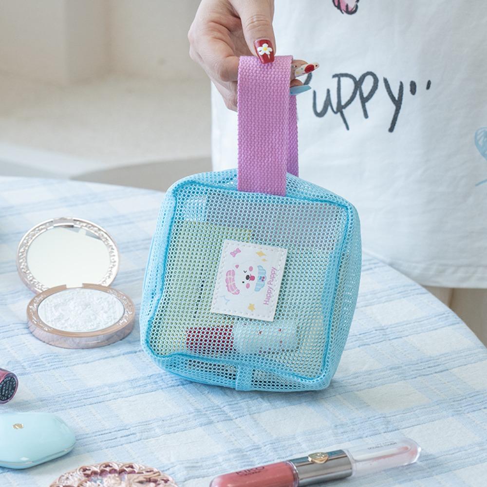 

Transparent Mesh Storage Bag ID Credit Card Travel Organizer Lipstick Makeup Bag File Bag Zipper Coin Purse Cosmetic Bag синій