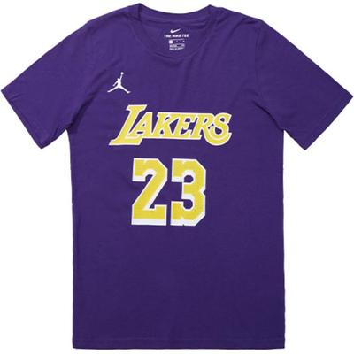 Jordan X NBA Lakers James 23 Nummer Buchstabe Rundhals Kurzarm T-Shirt Kinder T-Shirts Dunkelviolett 3Y2B7BCJS-LAKJL