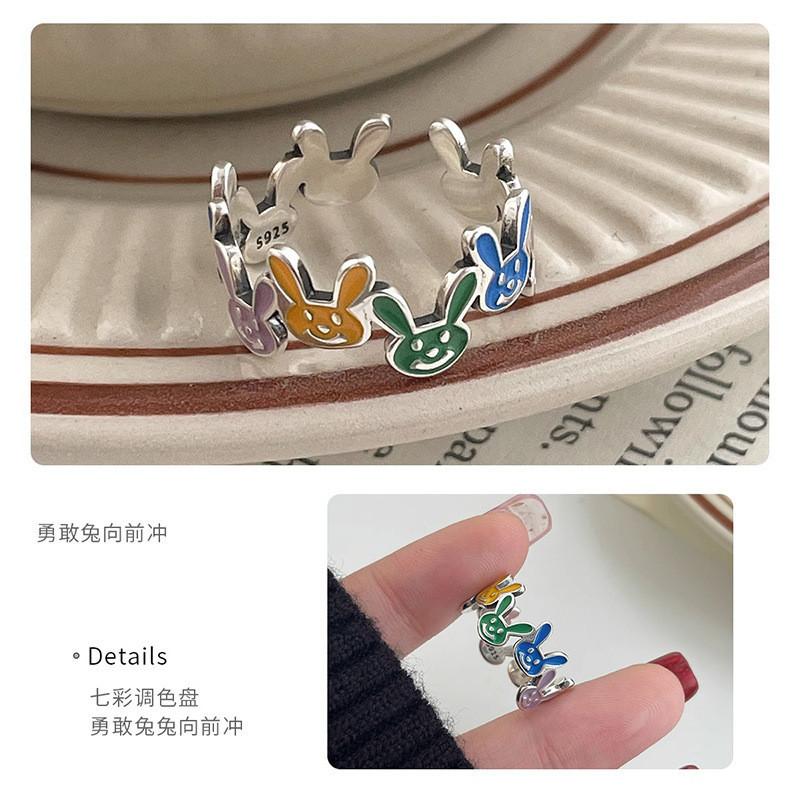 Trendy Colorful Rabbit Inspired Ring For Women Adjustable Design Perfect For 2023