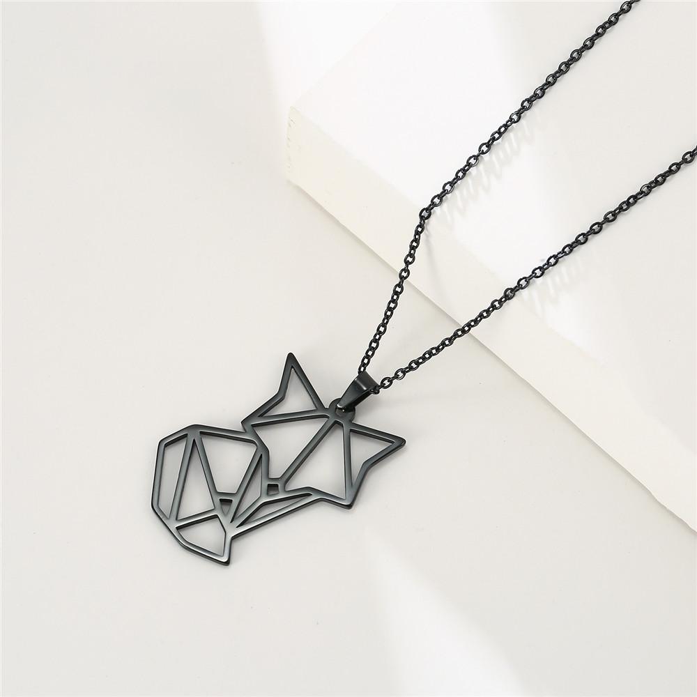 Gold Amulet Fox Animal Pendant Necklace Stainless Steel Statement Choker Chain Necklaces Jewelry Accessory Women