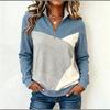 Women's Half-Zip Color Block Sweatshirt, Stand Collar Long Sleeve Geometric Pullover for Casual Wear