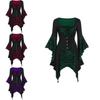 Ladies Retro Fancy Dress Costume With Flared Sleeves And Large Swing Skirt