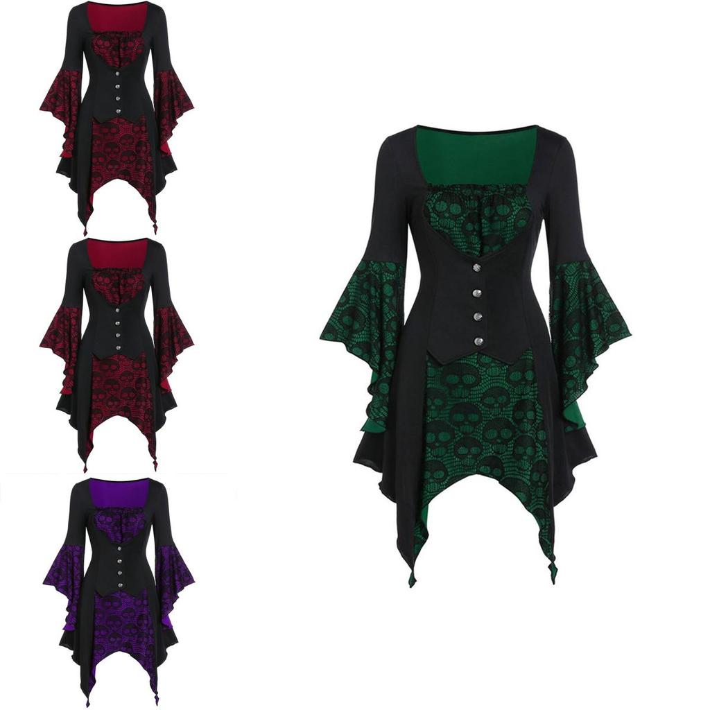 Ladies Retro Fancy Dress Costume With Flared Sleeves And Large Swing Skirt