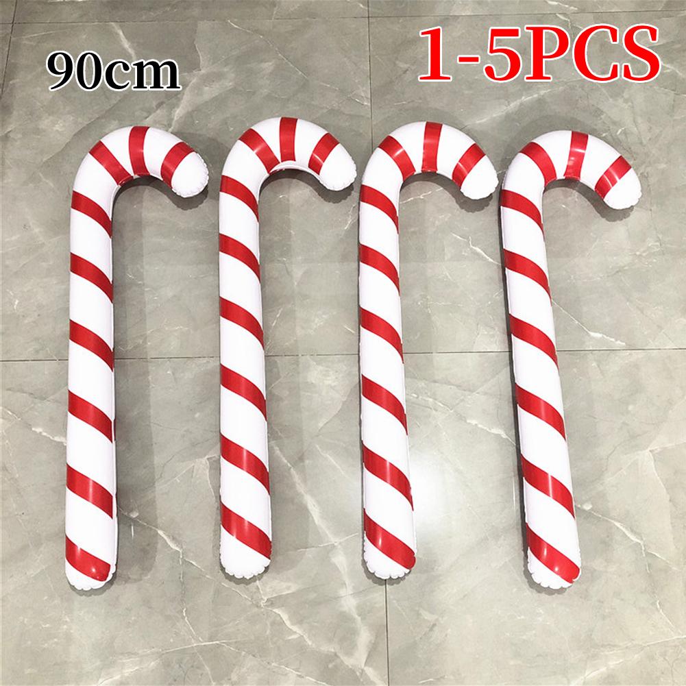 1-5PCS Inflatable Christmas Candy Canes Stick 90CM Giant Xmas Santa Canes Walking Stick Balloon 2025 New Year Party Decoration