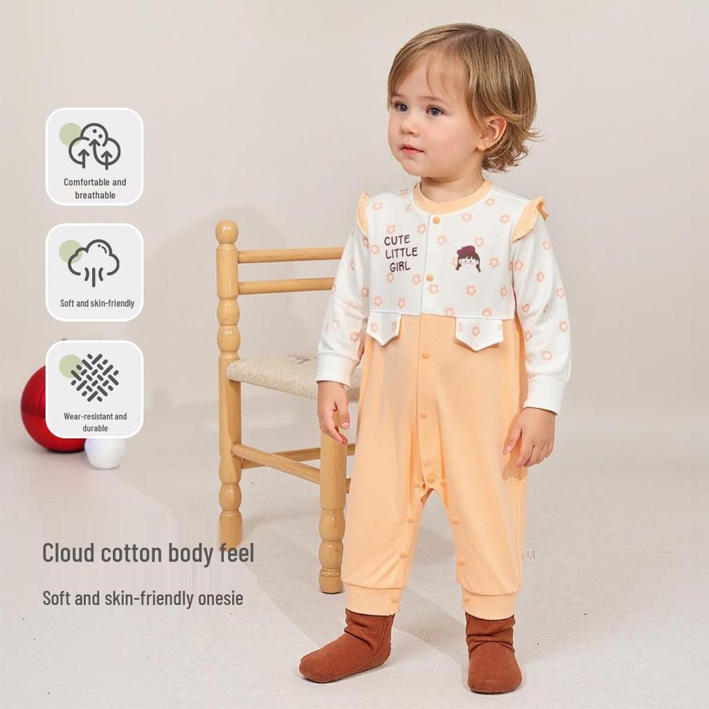 Tongtai Newborn Pure Cotton Baby Bodysuit - Spring/Autumn Jumpsuit Romper
