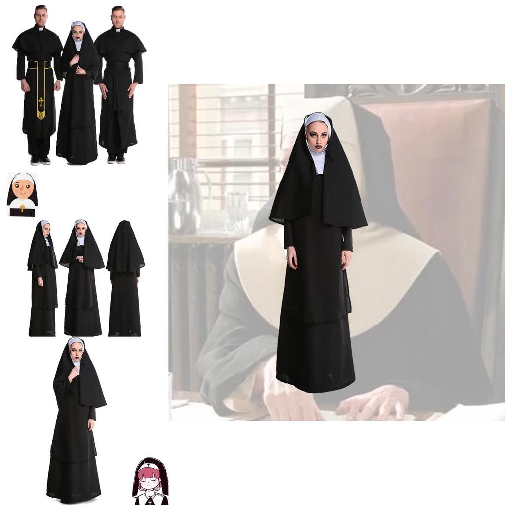 Adult Halloween Costume Cosplay Nun Outfit For Stage Performances L Xl)