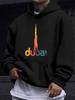 Dubai Burj Khalifa Gradient Print Hoodie, Urban Landmark Style, Easy And Fresh, Conveying a Vibrant Atmosphere of City Travel