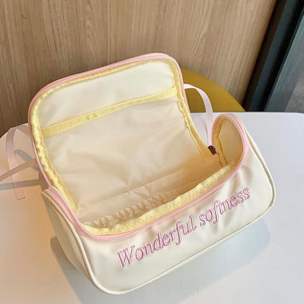 PU Leather Women's Makeup Bag Ballet Style Bowknot Cosmetic Bag Large Capacity Toiletry Ba  Girls