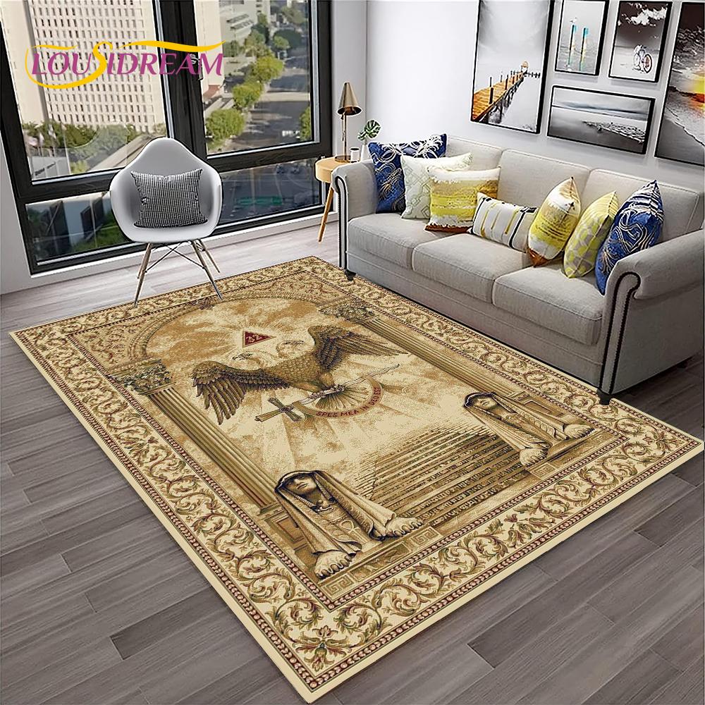 Ring Freemasonry Illuminati Masonic Carpet Rug for Home Living Room Bedroom Sofa Doormat Decor,Kid Area Rug Non-slip Floor Mat