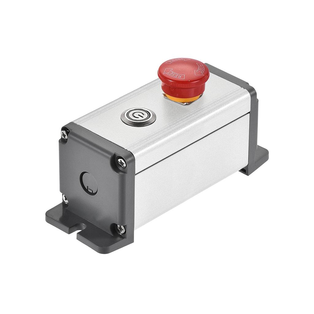 uxcell Push Button Switch Box, Switch Button Station Box with PG7 Cable Gland and Mounting Base, Aluminum, 2 Holes, 16mm