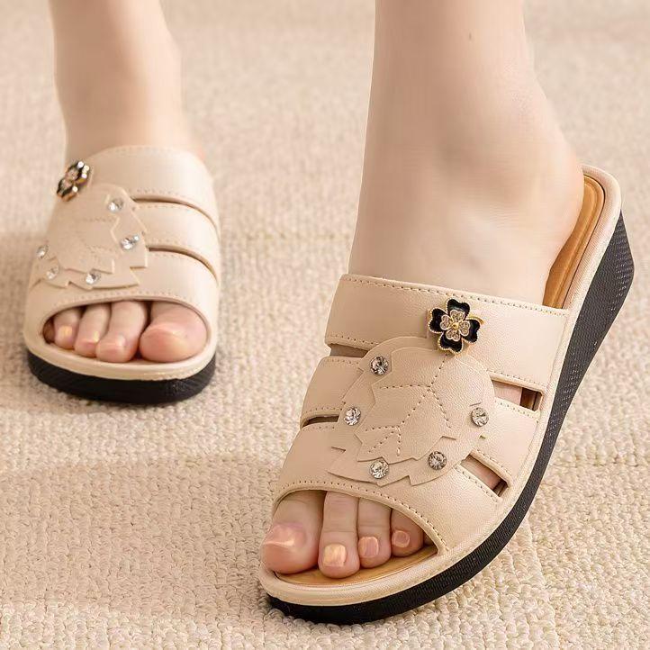 

Весенняя мода повседневные женские тапочки для дома, нескользящие, универсальные, на танкетке 40