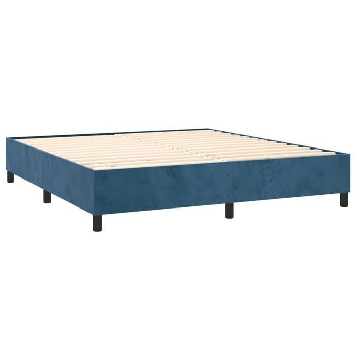 Maison Exclusive - Sommier à lattes de lit et matelas Bleu foncé 160x200cm Velours