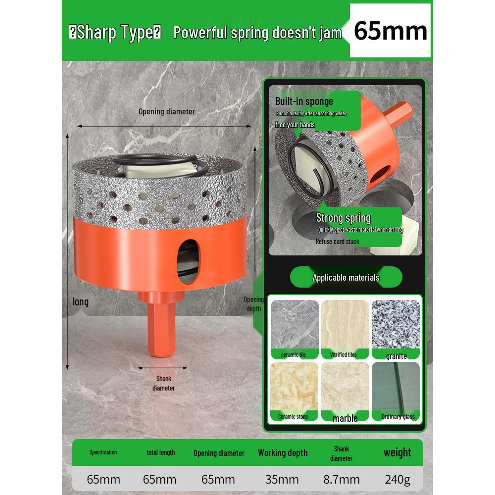 Baolian Dry Cut Hole Saw for Marble & Porcelain - Chip-Free Drilling Bit for Tile and Rock Slabs.