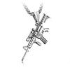 Men's Machine Gun Pendant Necklace Hip Hop Punk Black Gold Stainless Steel Chain Retro Accessories Hippie Rapper Jewelry