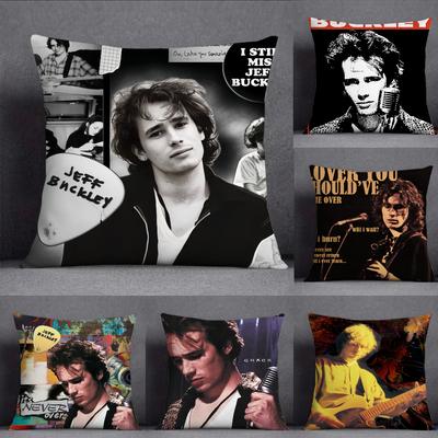 Retro J-jeff Buckley Piosenkarz Pop Anime Poszewka na Poduszkę Kwadratowa Dwustronny Druk Krótki Plusz Pokrowiec na Poduszkę Sofa Poduszka Nocna