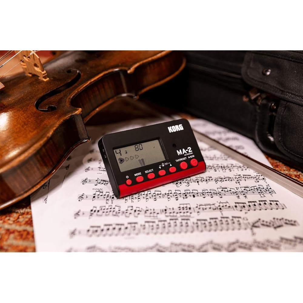 KORG MA-2 Metronom (Černá červená) - Ideální pro dechové kapely, orchestry, kytaru, zpěv, a cappella a individuální cvičení. 100 hodin nepřetržitého provozu