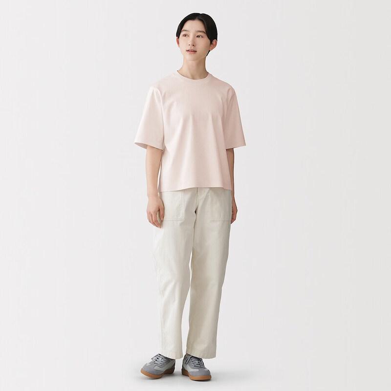 MUJI Women's Cool Touch Crew Neck Wide-Fit Short Sleeve T-shirt