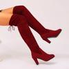 Foreign Trade Large Size Long Tube Over the Knee Suede Back Lace-up Thin Boots 2025 Autumn and Winter New High-heeled Round-head Fashion Women's Boots