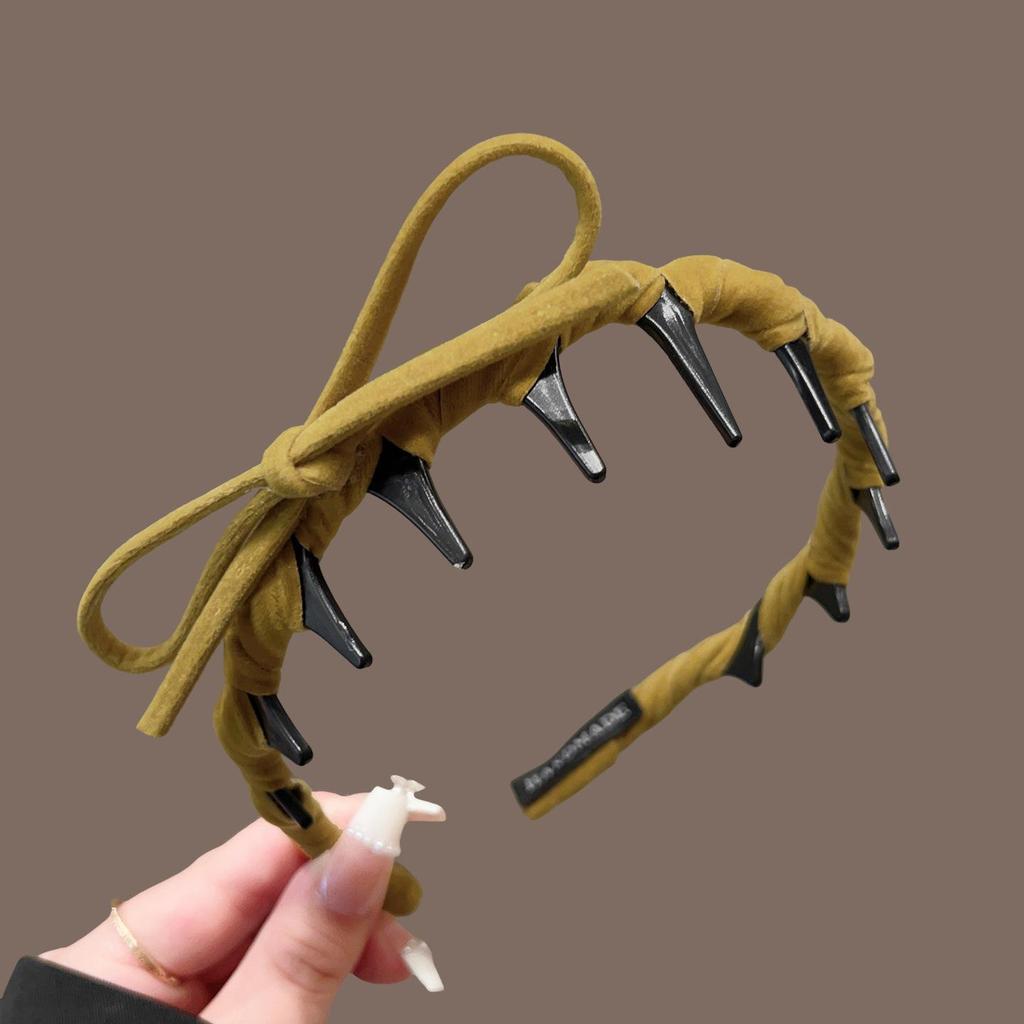 High-End Women's Bow Headband with Teeth - 2025 Face Washing & Hair Pressing Accessory