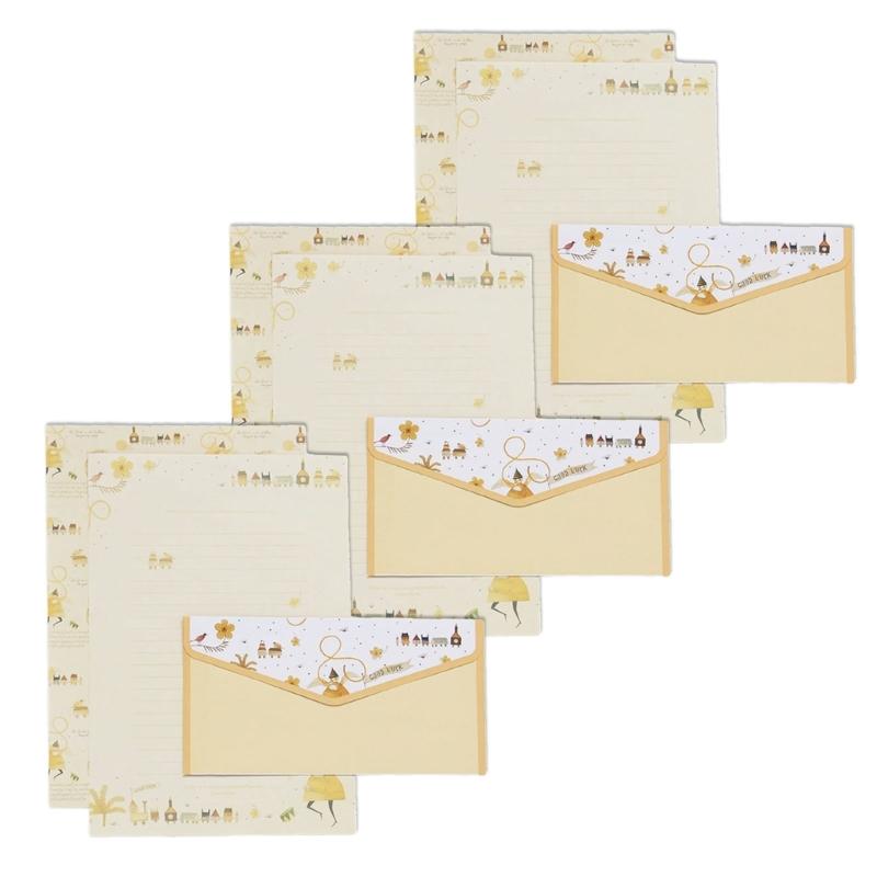 Vintage Blommigt Papper Brevpapper Set, 20 Delar Set (10 linjerade ark, 10 matchande kuvert), Brevstorlek 5,55x8,19 tum