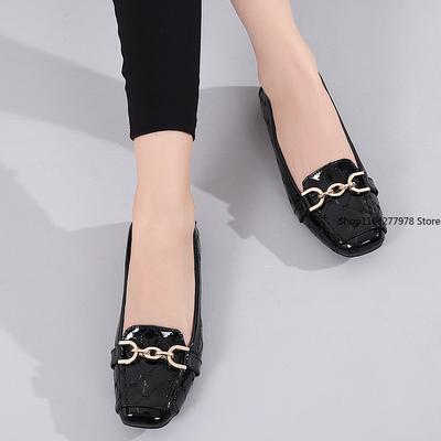 Mode 2025 Ballerines en Cuir pour Femmes Printemps Nouveau Mode Décontracté Semelle Souple Respirant Cuir Brillant Rose Ballerines en Cuir Verni Femmes
