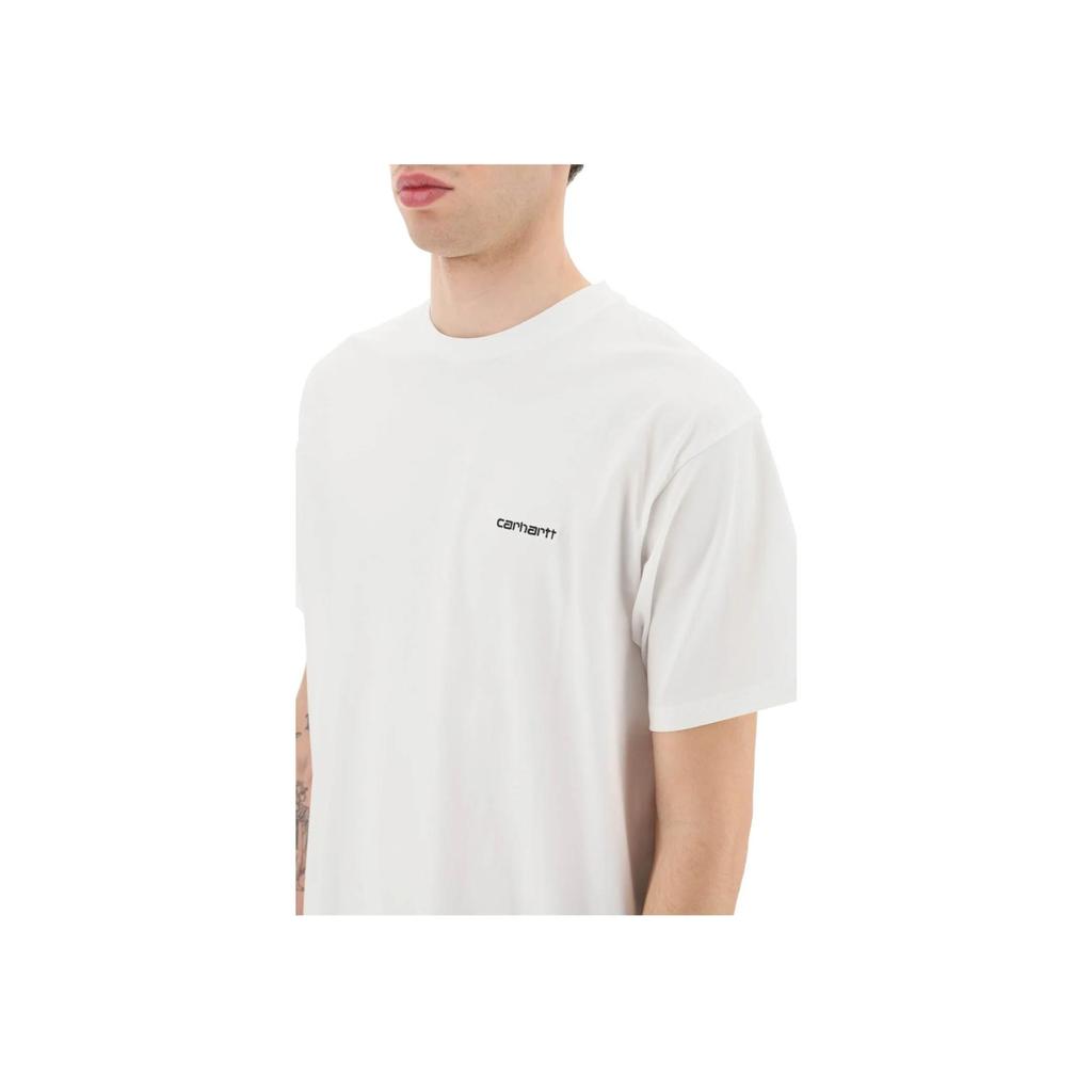 Carhartt WIP Solid Logo Embroidered Crew Neck Short Sleeve T-Shirt Men Tops White I030435-00A-XX