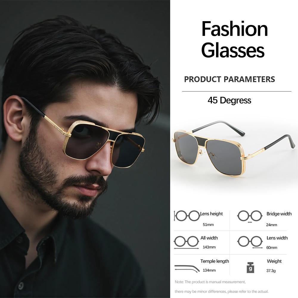 New In Sunglasses for Men Fashionable Large Frame Glasses with Metal Borders Retro and Trendy Items Glasses for Men