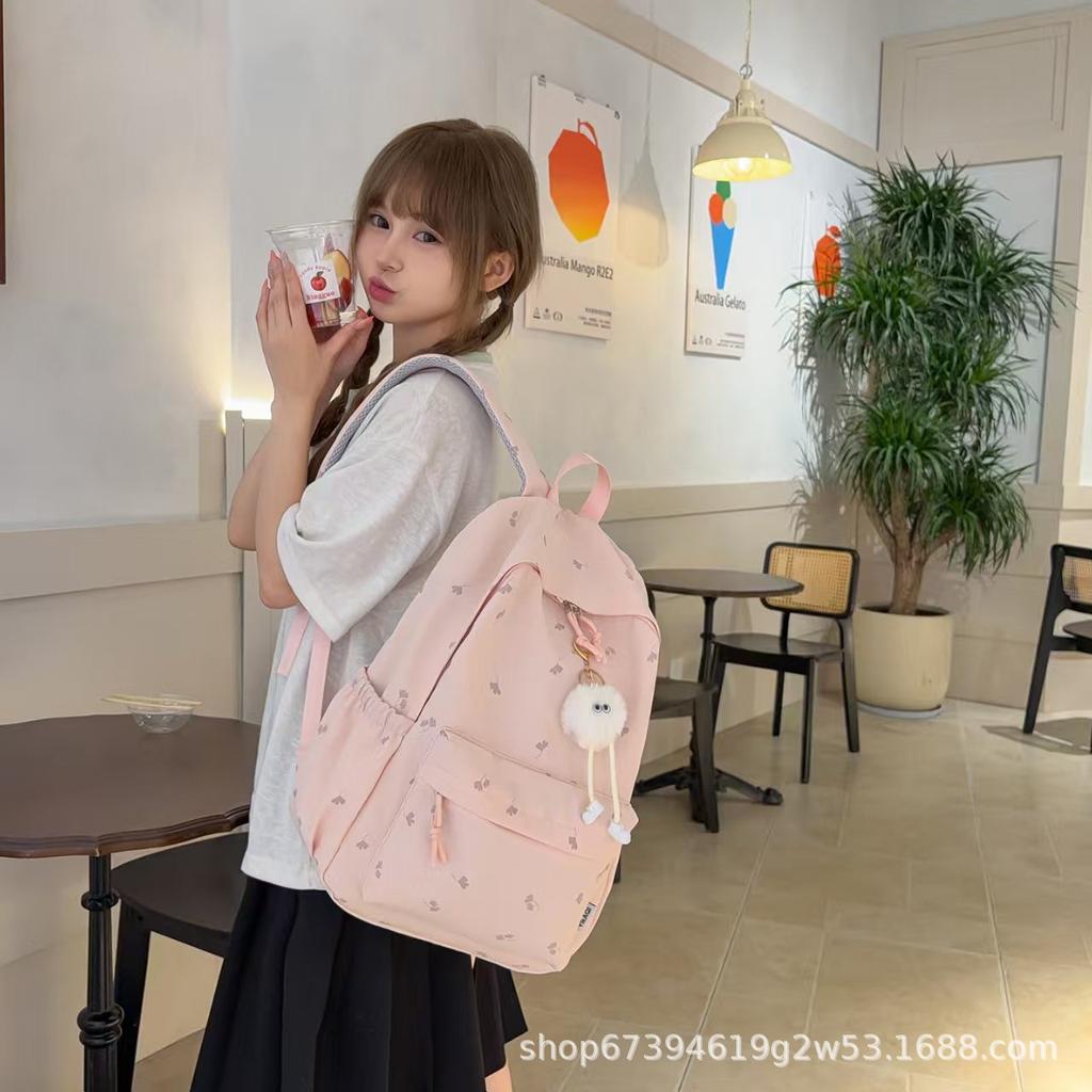 Schoolbag Japanese and Korean High-value Backpack Cute Dopamine Girl Backpack New Student Lightweight Simple College Style Schoolbag