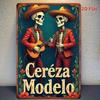 Vintage Skeleton Guitar Metal Sign Retro Bar Home Decor 20x30cm