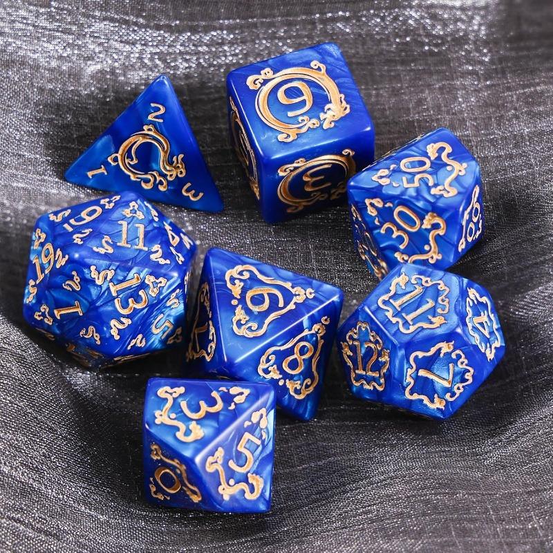 Polyhedral DND Dice Set 7Pcs Dragon Pattern for D&D TRPG Role Playing Board Game Entertainment Collectible Gift