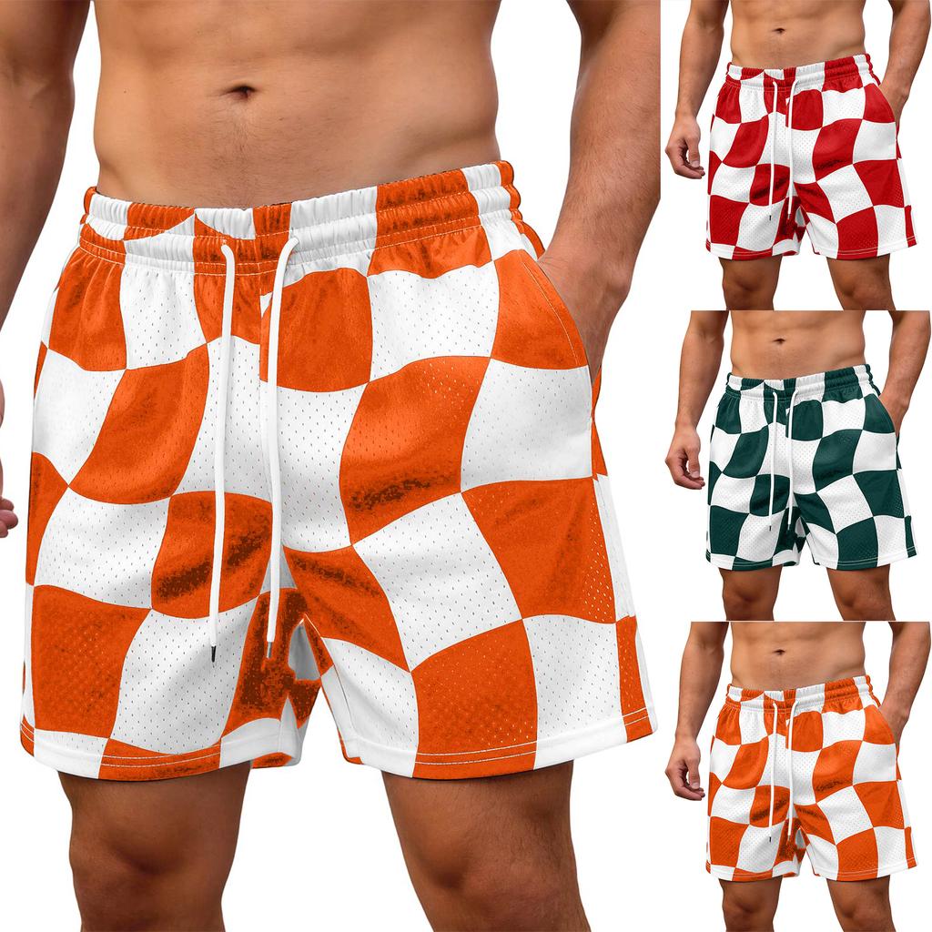 Men's Beach Shorts Loose Fit Drawstring Breathable Casual Swim Trunks