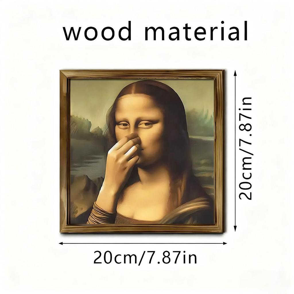 Mona Lisa Bathroom Wall Art Poster Decoration Humor Funny Toilet Poster Bathroom Wall Art Vintage Decorative Wood Framed Poster