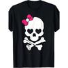 European Sizes Cute Skull & Crossbones with  Bow Tie Graphic T-Shirt - Machine Washable Tee for Men & Women, Black