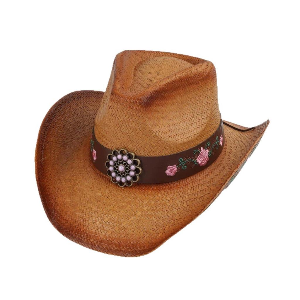 Ethnic Style Straw Knight Hat Women's Summer Outdoor Mountaineering Sun Hat Western Cowboy Style Straw Hat Men's Sun Protection Hat
